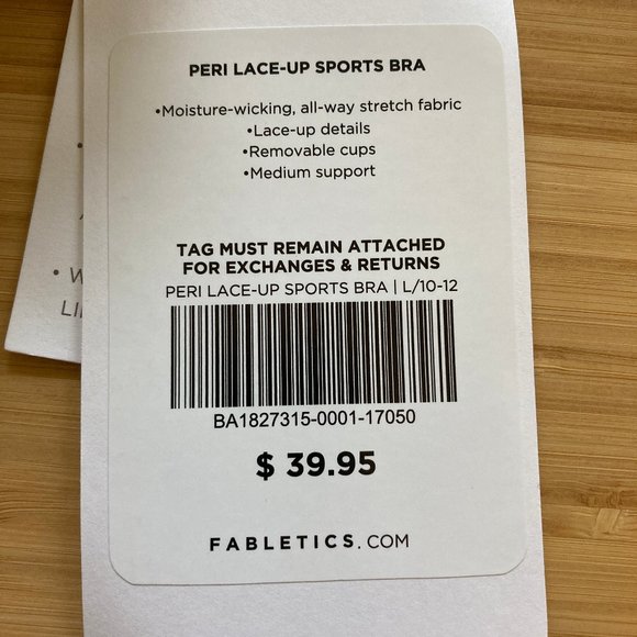NWT Fabletics Black Peri Lace-up Racerback Sports Bra - Picture 6 of 6